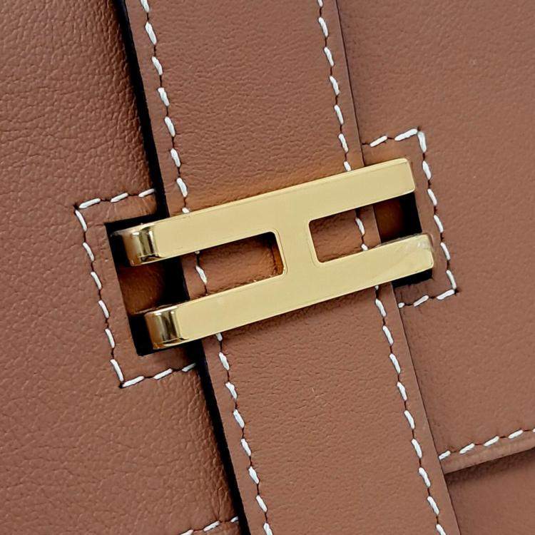 Pre Owned Hermes Brown Leather Elan Pocket 24 Belt Bag