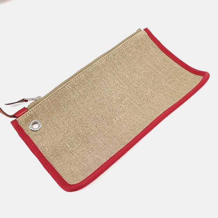 Pre Owned Hermes Beige/Red Canvas and Leather NEW ZIP Her Backpack