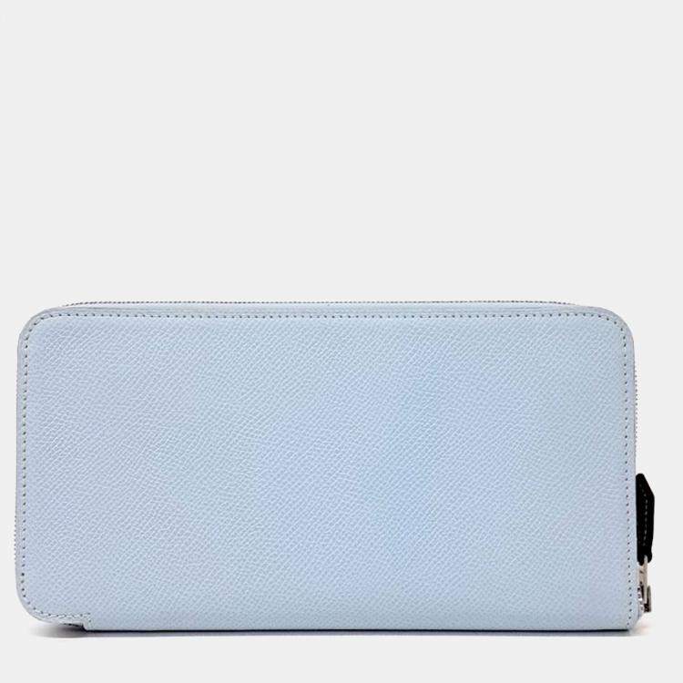 Pre Owned Hermes Blue Leather Silky Long Wallet