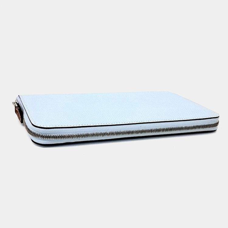 Pre Owned Hermes Blue Leather Silky Long Wallet
