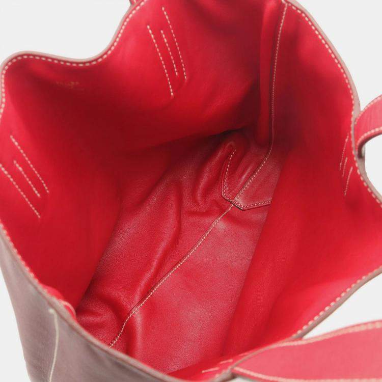 Pre Owned Hermes Double Sense 28 Bordeaux Sikkim Leather Tote Bag