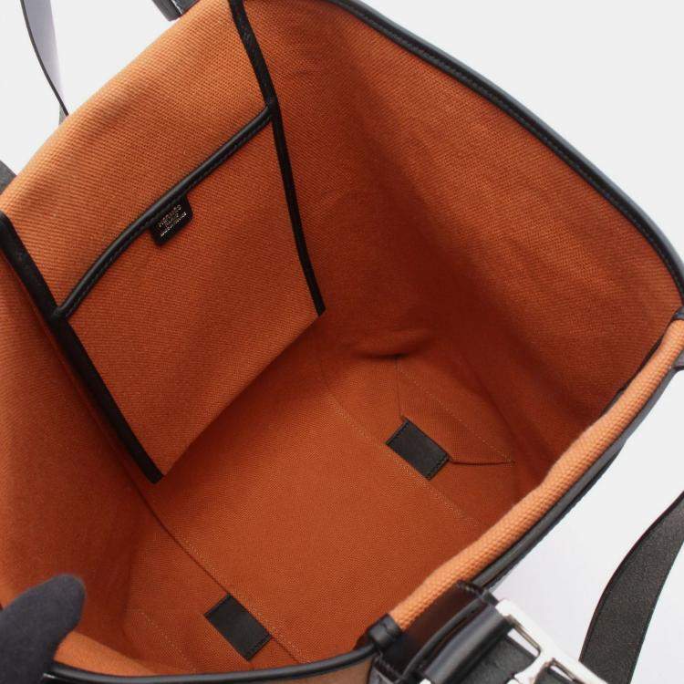 Pre Owned Hermes Etriviere Pocket 27 Toile Canvas and Leather Tote Bag