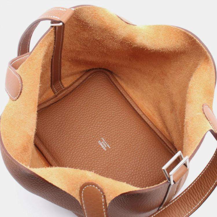Pre Owned Hermes Picotin Lock 18 Brown Taurillon Clemence Leather Shoulder Bag