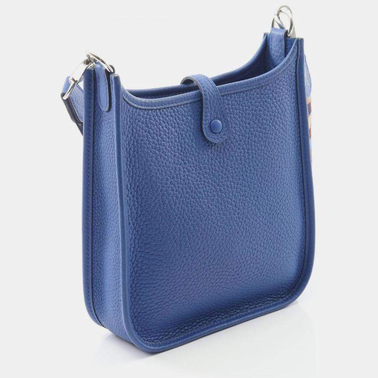 Pre Owned Hermes Evelyne 16 Blue Taurillon Clemence Leather Shoulder Bag
