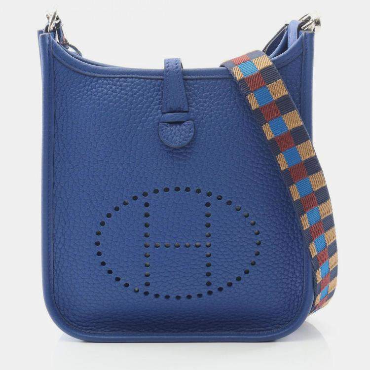 Pre Owned Hermes Evelyne 16 Blue Taurillon Clemence Leather Shoulder Bag