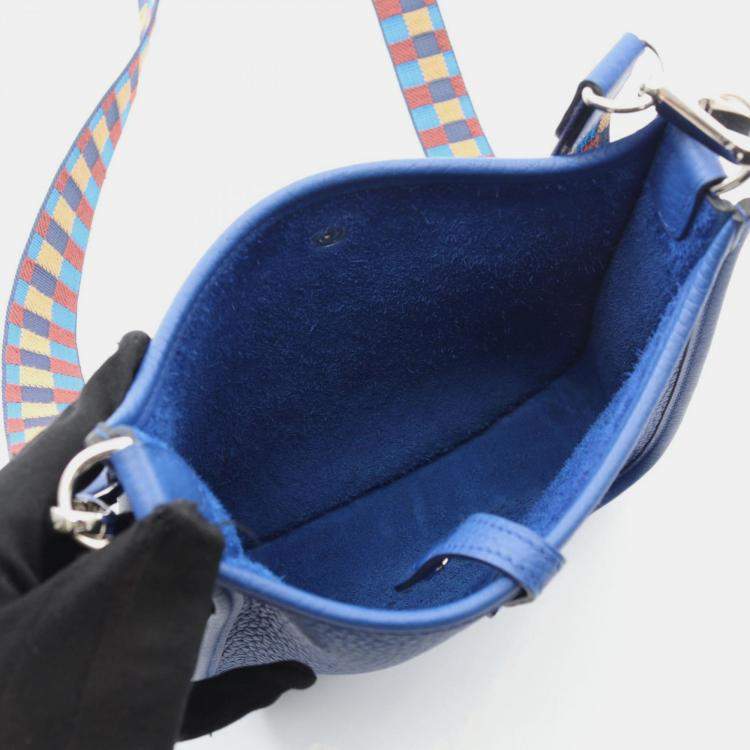 Pre Owned Hermes Evelyne 16 Blue Taurillon Clemence Leather Shoulder Bag