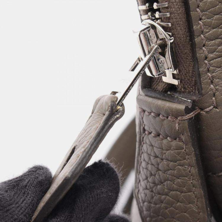 Pre Owned Hermes Bolide Etain Taurillon Clemence Leather Shoulder Bag