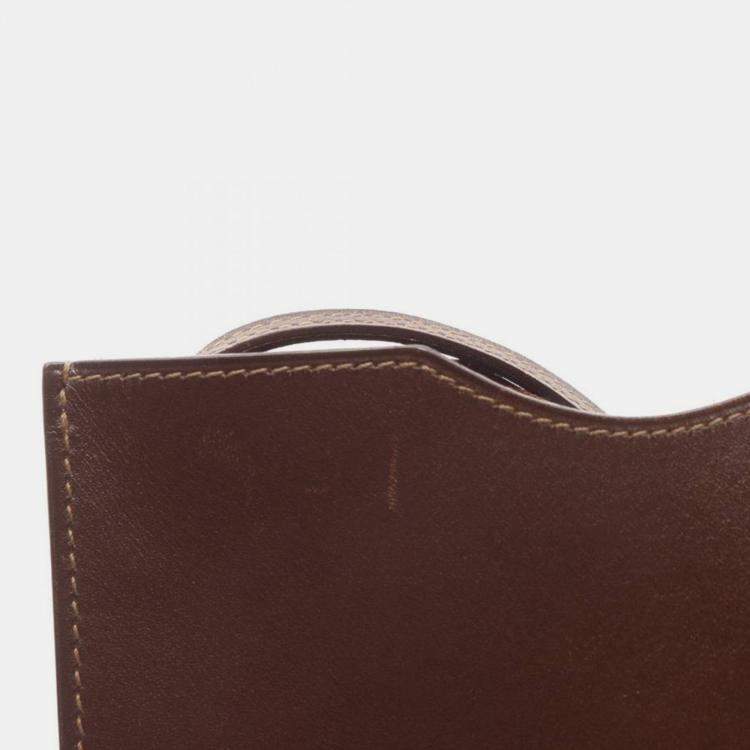 Pre Owned Hermes Onimetou Brown Box Calf Leather Shoulder Bag