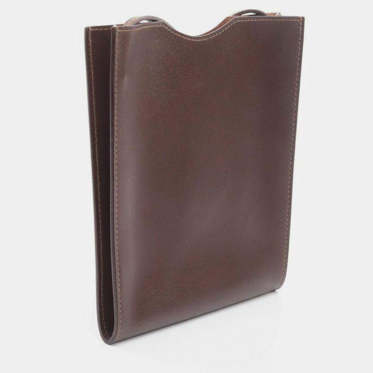 Pre Owned Hermes Onimetou Brown Box Calf Leather Shoulder Bag