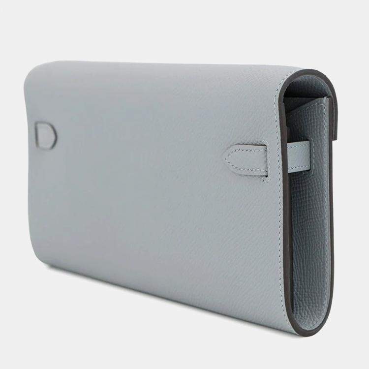 Pre Owned Hermes Kelly Wallet Long To Go Green Pantan Epsom