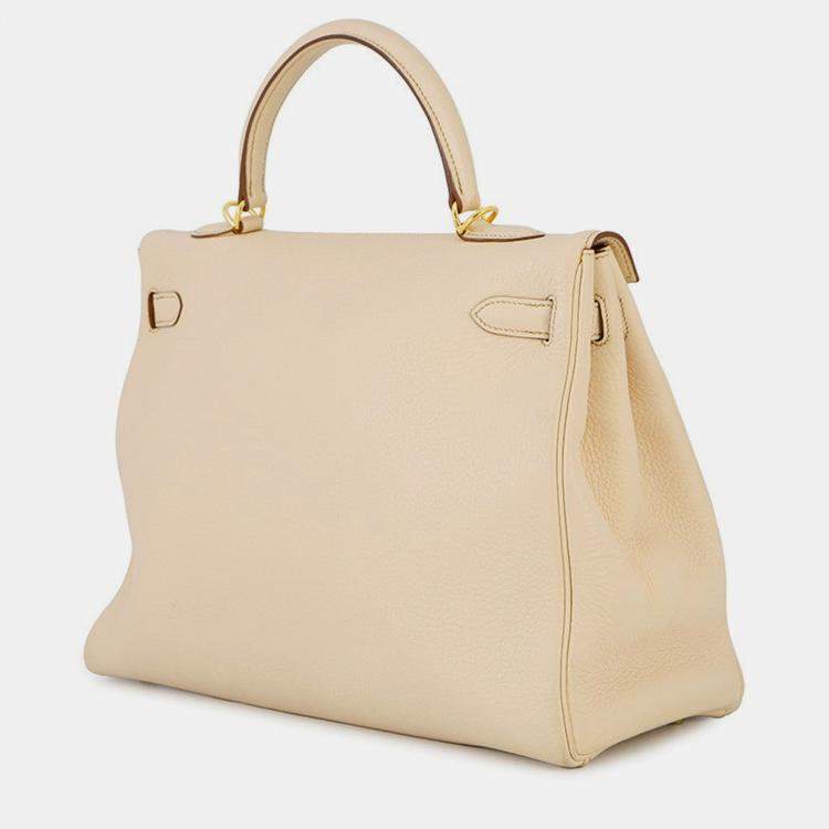 Pre Owned Hermes Kelly Retourne Parchement Togo Leather Size 35