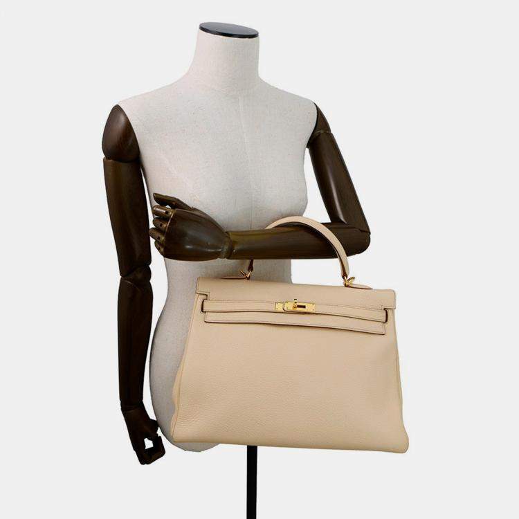 Pre Owned Hermes Kelly Retourne Parchement Togo Leather Size 35