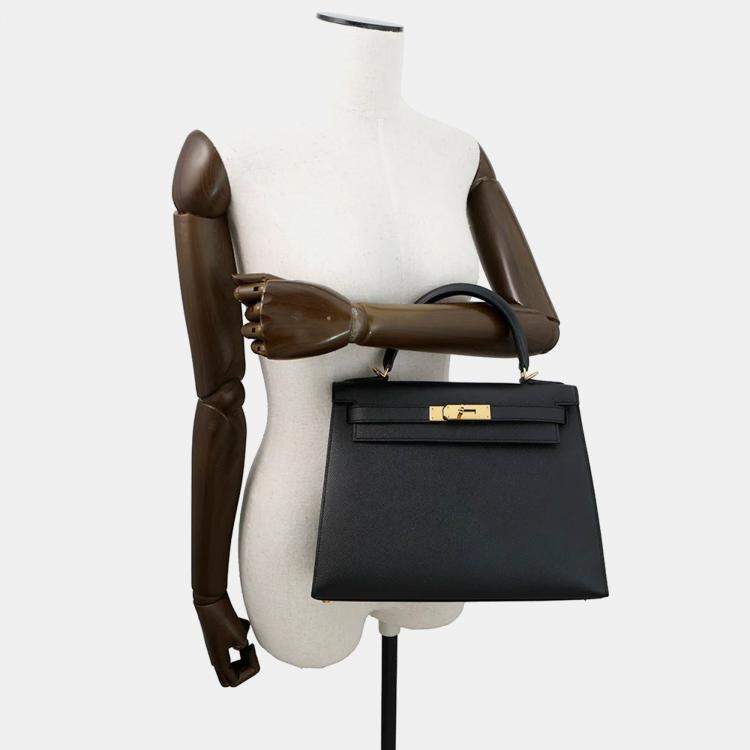 Pre Owned Hermes Kelly Sellier Black Epsom Size 28