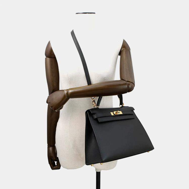 Pre Owned Hermes Kelly Sellier Black Epsom Size 28