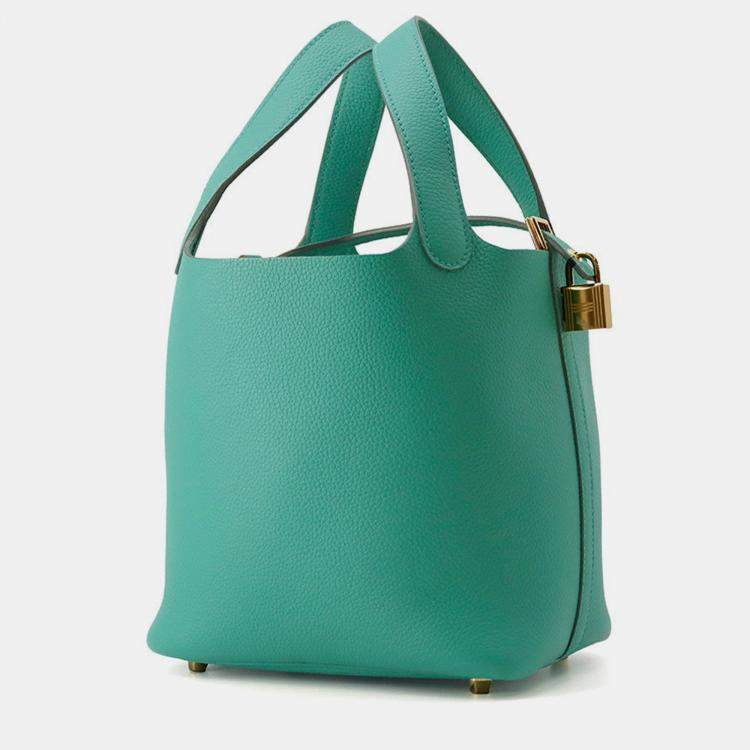 Pre Owned Hermes Picotin Lock Vert Jade Taurillon Maurice PM