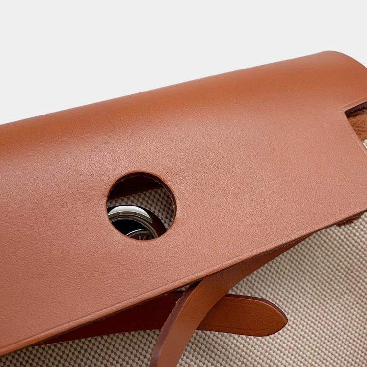 Pre Owned Hermes Herbag Zip Fove Toile H Vache Hunter Leather Size Mini