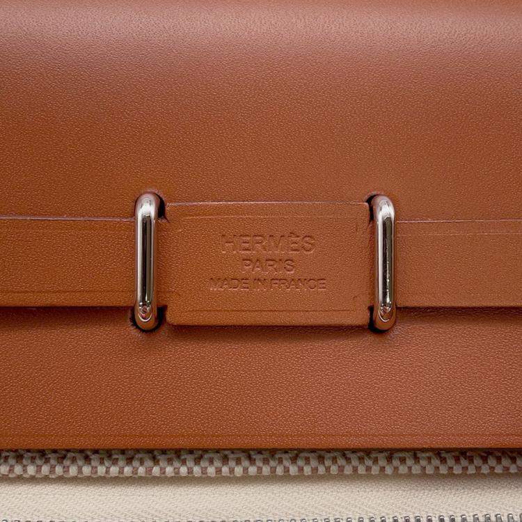 Pre Owned Hermes Herbag Zip Fove Toile H Vache Hunter Leather Size Mini