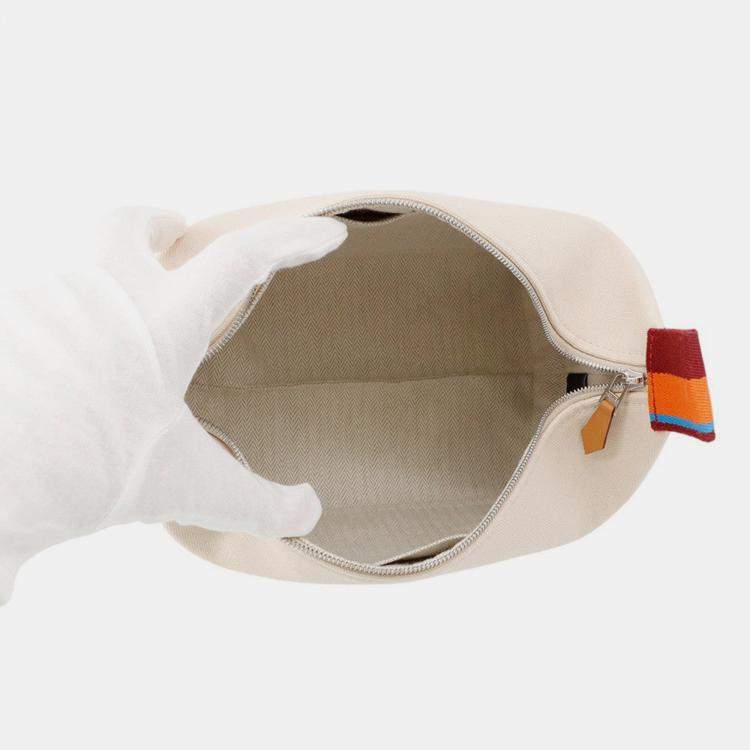 Pre Owned Hermes Bride A Black H Pavilion Natural/Multicolor Canvas PM