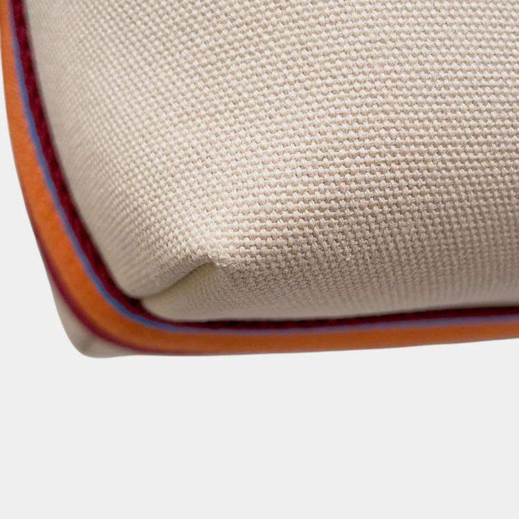 Pre Owned Hermes Bride A Black H Pavilion Natural/Multicolor Canvas PM