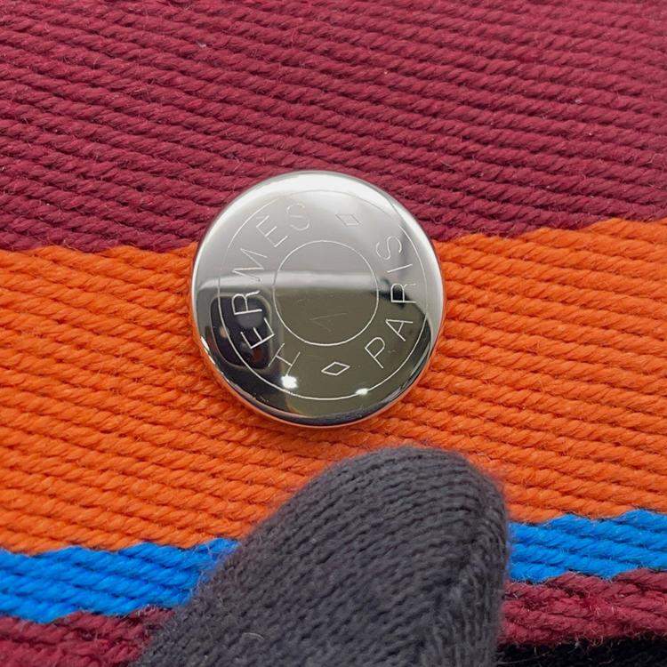 Pre Owned Hermes Bride A Black H Pavilion Natural/Multicolor Canvas PM