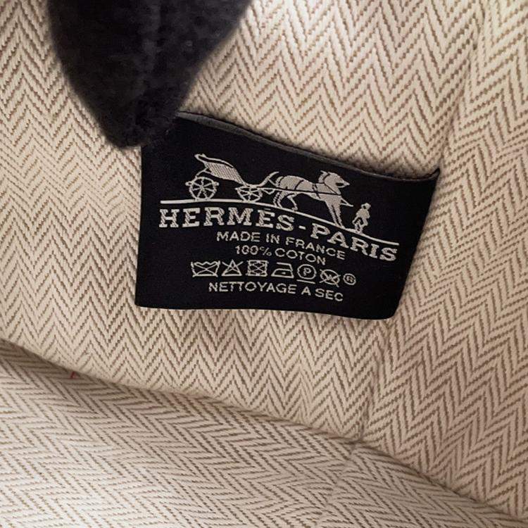 Pre Owned Hermes Bride A Black H Pavilion Natural/Multicolor Canvas PM