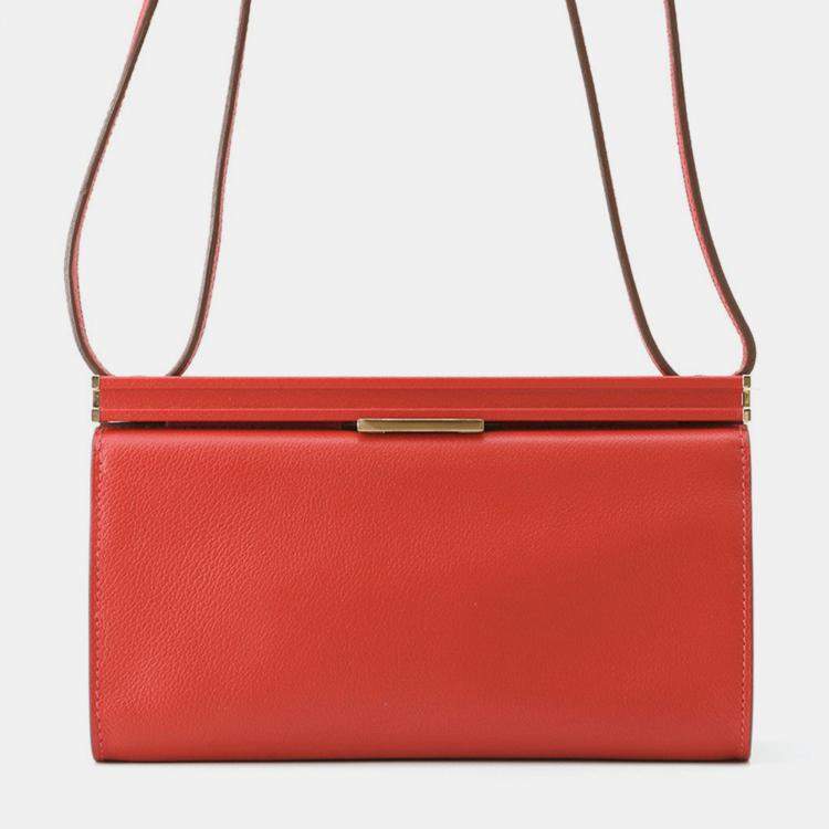 Pre Owned Hermes Clich Shoulder Bag Rouge Coeur Evergrain Size 21