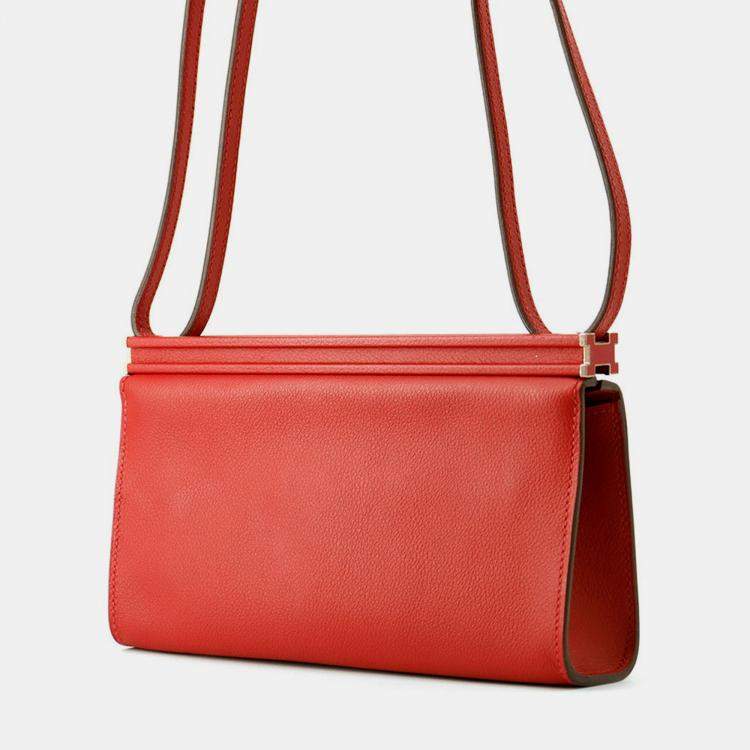 Pre Owned Hermes Clich Shoulder Bag Rouge Coeur Evergrain Size 21