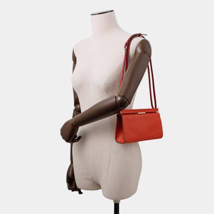 Pre Owned Hermes Clich Shoulder Bag Rouge Coeur Evergrain Size 21