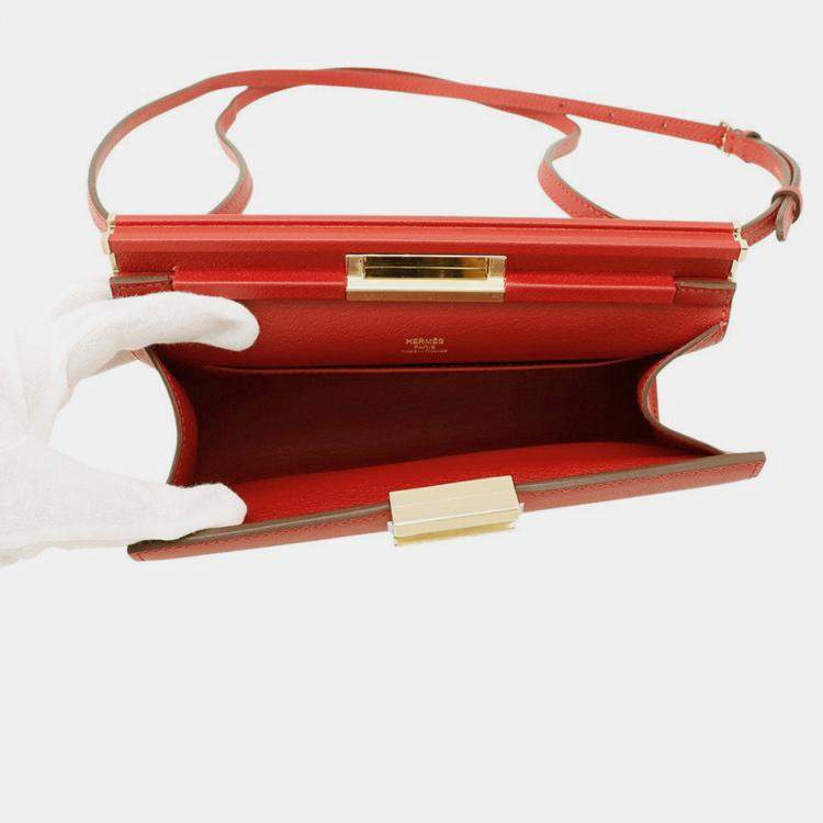 Pre Owned Hermes Clich Shoulder Bag Rouge Coeur Evergrain Size 21