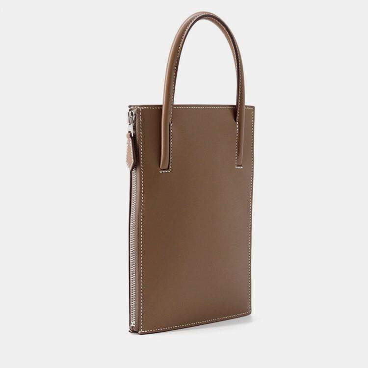 Pre Owned Hermes Cadena Bag Etoupe Tadelakt Leather