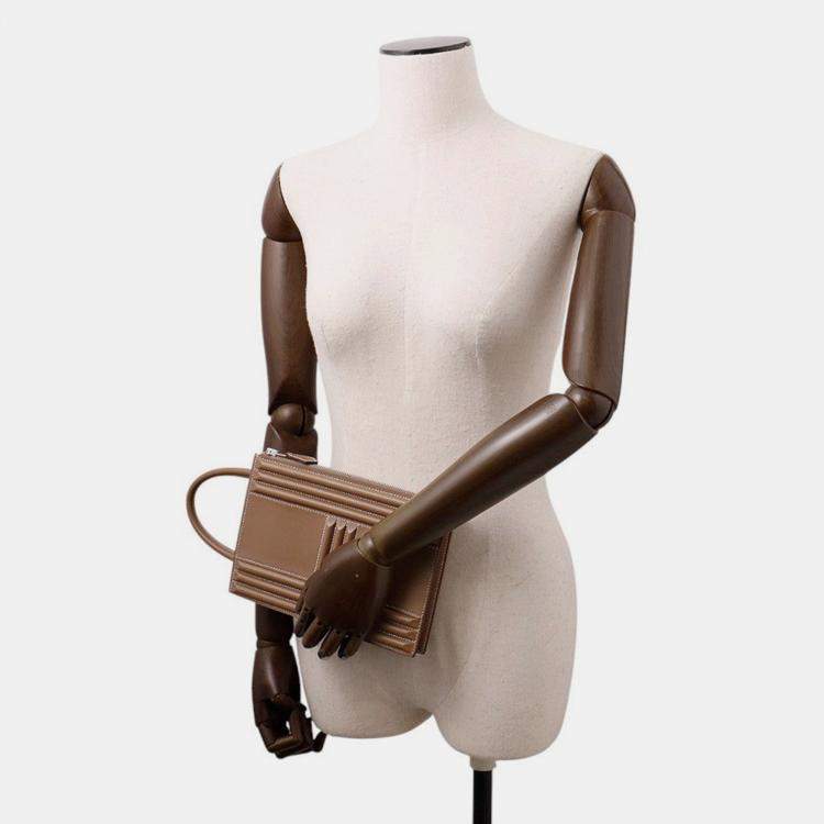 Pre Owned Hermes Cadena Bag Etoupe Tadelakt Leather