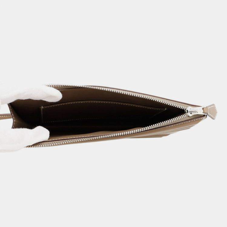 Pre Owned Hermes Cadena Bag Etoupe Tadelakt Leather