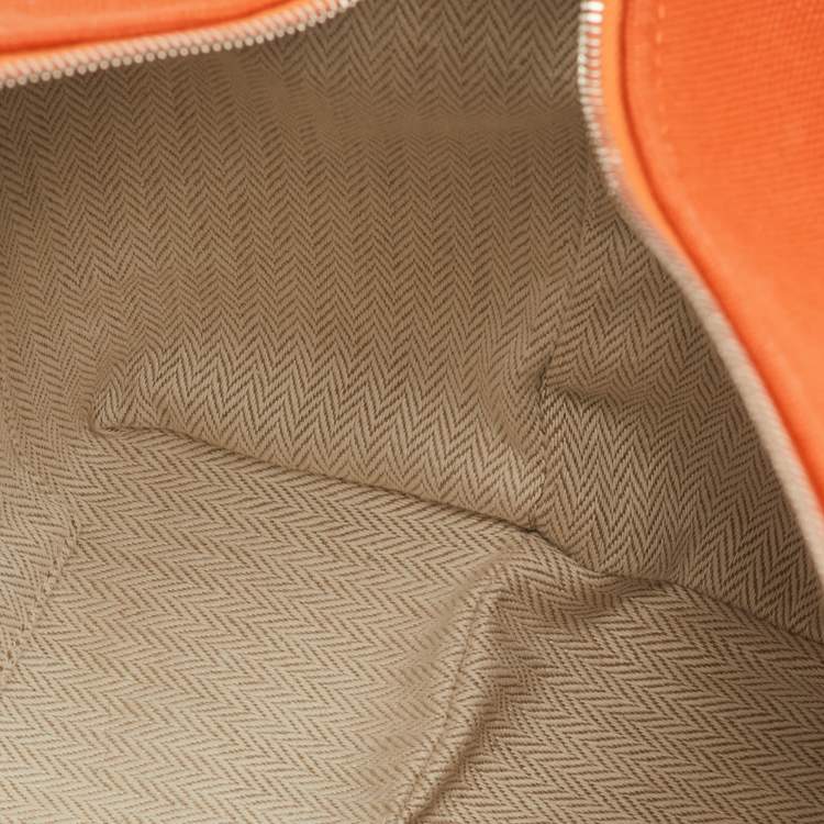 Pre Owned Hermes Orange Feu Canvas Large Bride-a-Brac Pouch