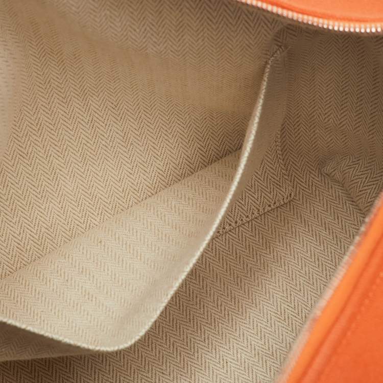 Pre Owned Hermes Orange Feu Canvas Large Bride-a-Brac Pouch