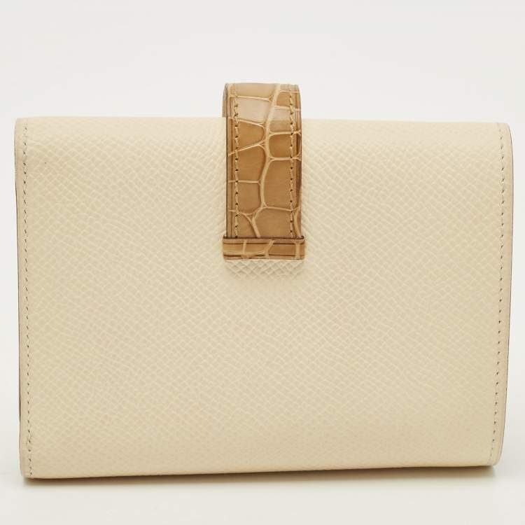 مملوكة مسبقًا محفظة هيرمس بيارن ناتا/بيج سابل إيبسوم جلد تمساح صغيرة