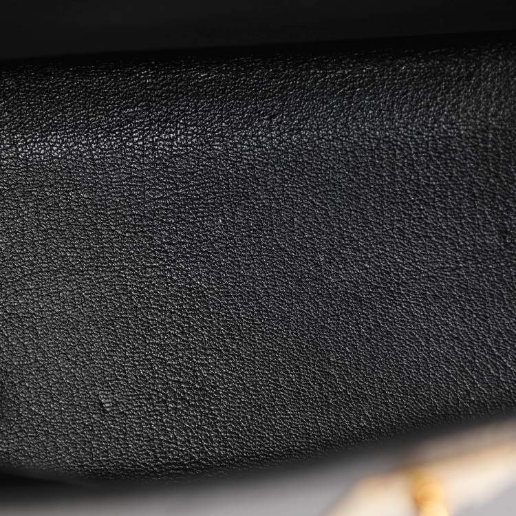 Pre Owned Hermes Kelly Sellier 28 Gold Finish Black Box Calf Leather Bag