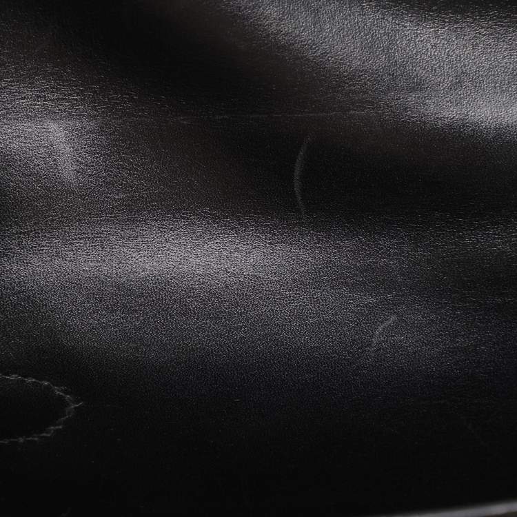 Pre Owned Hermes Kelly Sellier 28 Gold Finish Black Box Calf Leather Bag