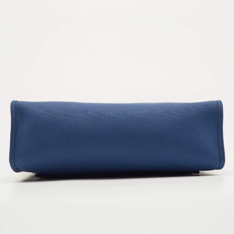 Pre Owned Hermes Herbag Zip 31 Mykonos/Bleu Saphir Canvas and Vache Hunter Leather Bag