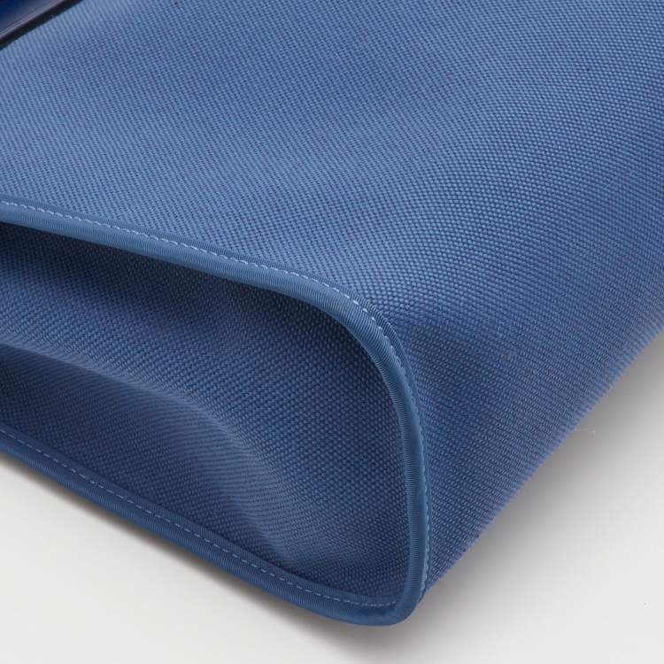 Pre Owned Hermes Herbag Zip 31 Mykonos/Bleu Saphir Canvas and Vache Hunter Leather Bag
