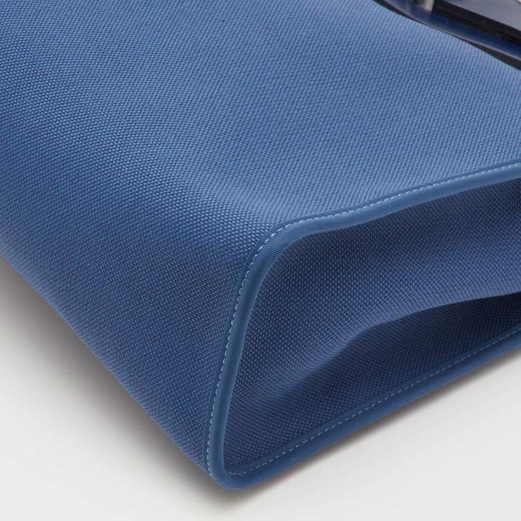 Pre Owned Hermes Herbag Zip 31 Mykonos/Bleu Saphir Canvas and Vache Hunter Leather Bag