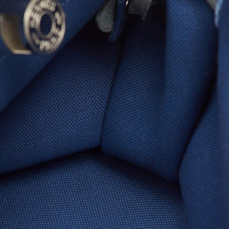 Pre Owned Hermes Herbag Zip 31 Mykonos/Bleu Saphir Canvas and Vache Hunter Leather Bag