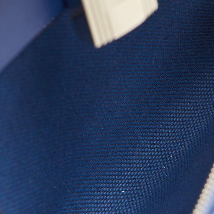 Pre Owned Hermes Herbag Zip 31 Mykonos/Bleu Saphir Canvas and Vache Hunter Leather Bag