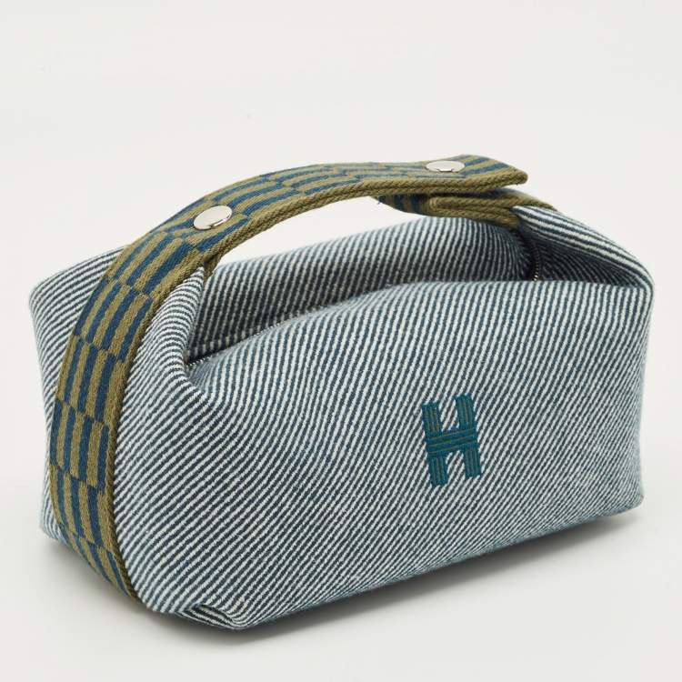 Pre Owned Hermes Bleu Abysse Canvas Large Bride-A-Brac H Natte Case