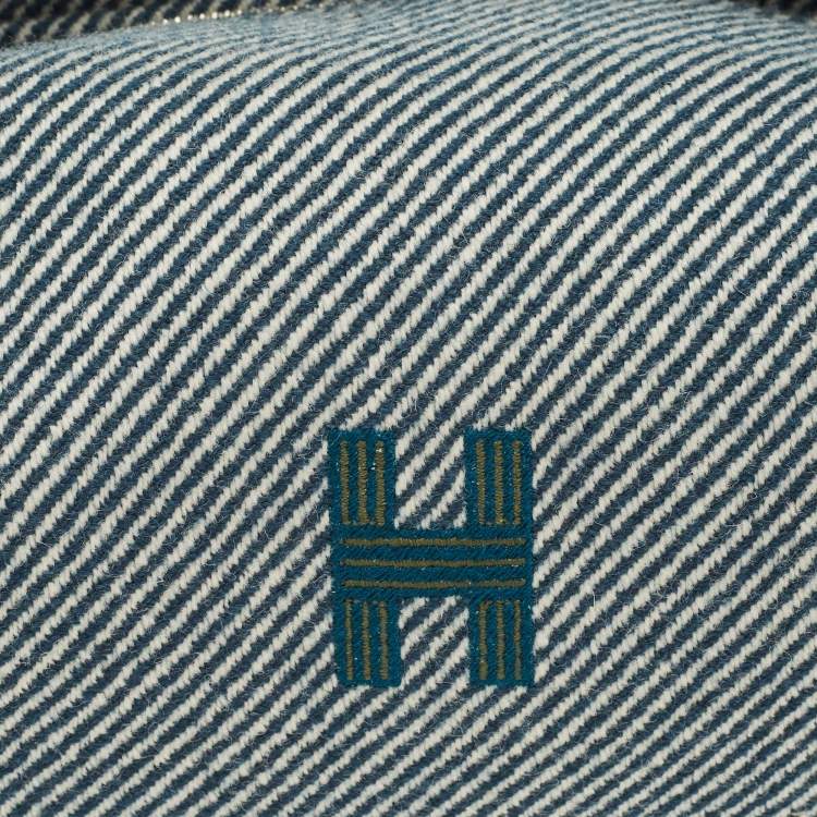 Pre Owned Hermes Bleu Abysse Canvas Large Bride-A-Brac H Natte Case