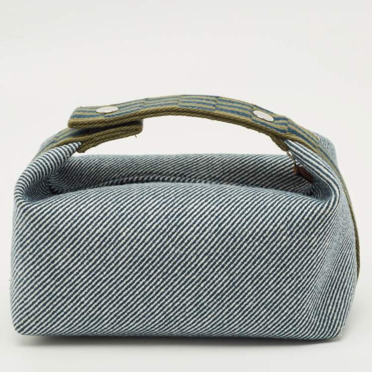 Pre Owned Hermes Bleu Abysse Canvas Large Bride-A-Brac H Natte Case