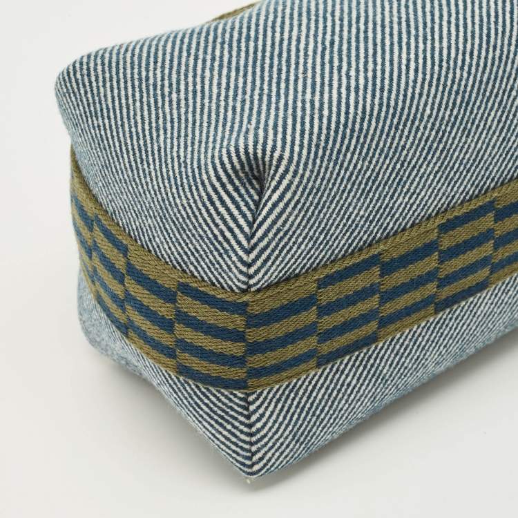 Pre Owned Hermes Bleu Abysse Canvas Large Bride-A-Brac H Natte Case