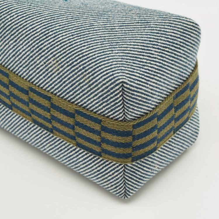 Pre Owned Hermes Bleu Abysse Canvas Large Bride-A-Brac H Natte Case