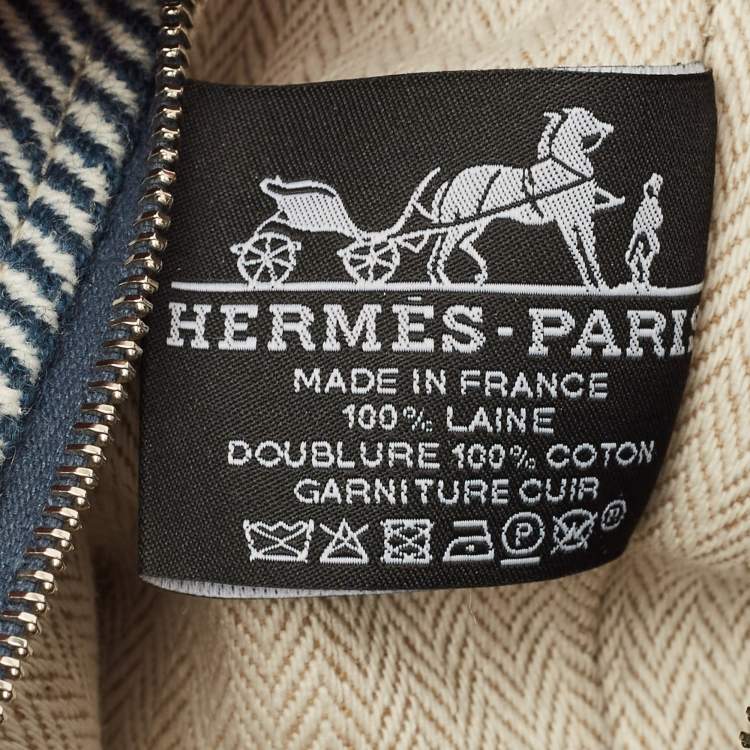 Pre Owned Hermes Bleu Abysse Canvas Large Bride-A-Brac H Natte Case