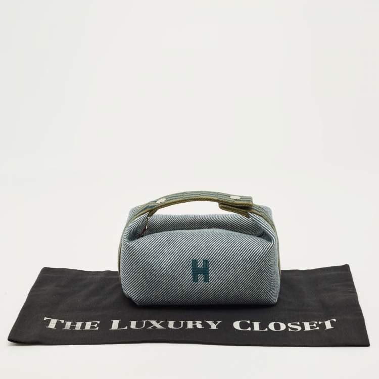 Pre Owned Hermes Bleu Abysse Canvas Large Bride-A-Brac H Natte Case