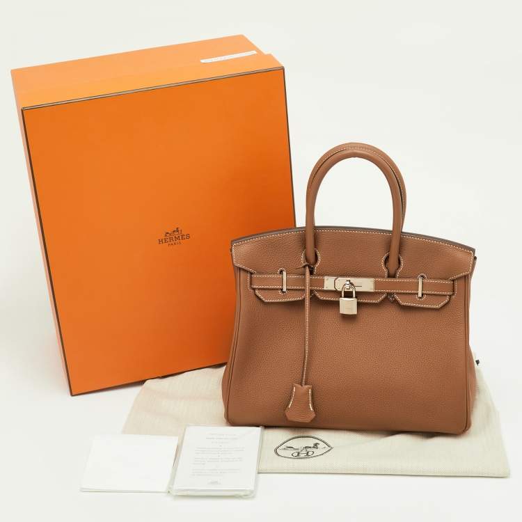 Pre Owned حقيبة هيرمس بيركين 30 جلد توغو ذهبي إكسسوار مطلي بلاديوم